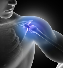 Illustration highlighting shoulder pain or injury at home with a focus on the joint area.