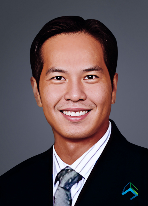 Professional man in a business suit smiling confidently.