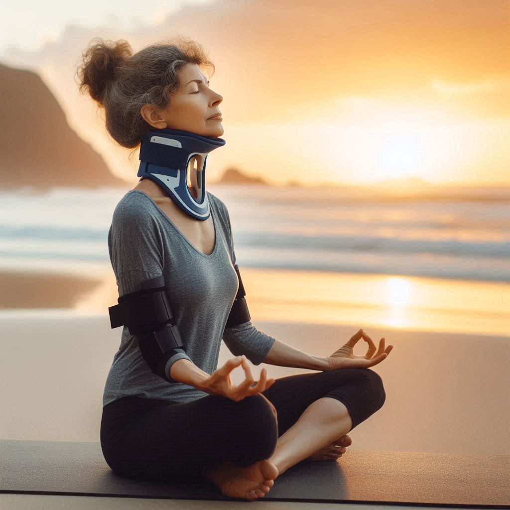 woman meditating after cervical fusion surgery