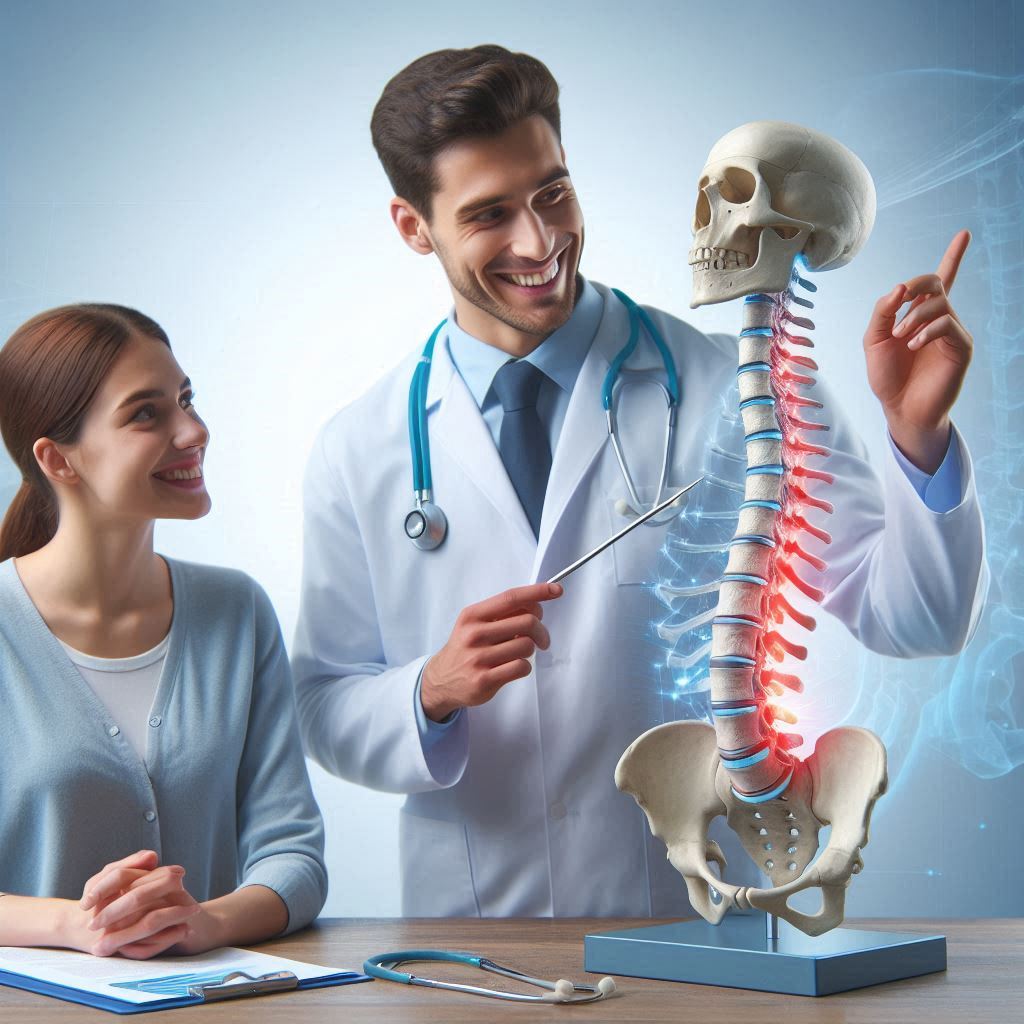 Doctor explaining spinal surgery risks to patient