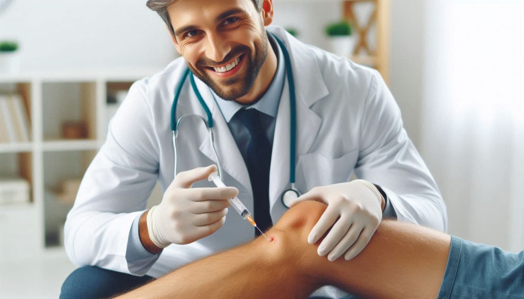 Doctor giving a PRP injection.